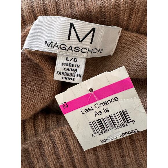 NEW Magaschoni Toasted Brown Combo Stripe Cashmere Turtleneck Sweater Size L - Picture 5 of 6
